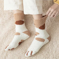 Chaussettes blanches kawaii avec motifs 3D chien et chat pour femmes - Chaudes et confortables
