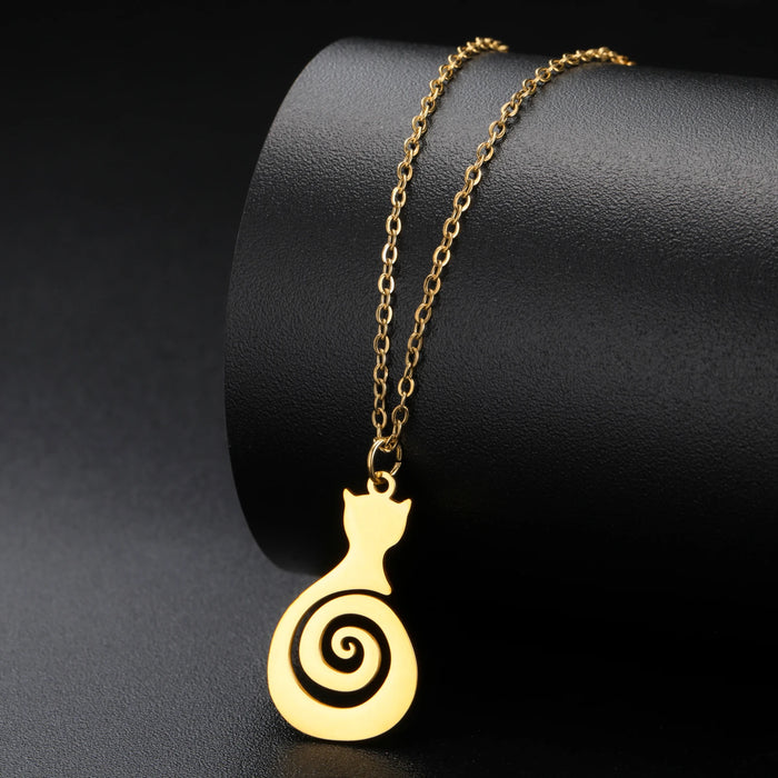 Collier pour chat avec pendentif en spirale en acier inoxydable