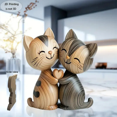 Sculpture en bois de chat 2D pour décoration intérieure