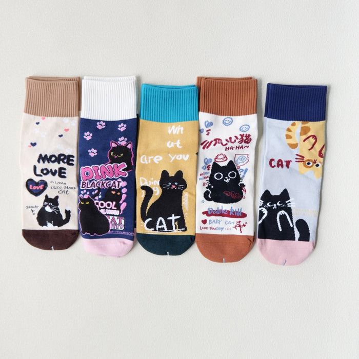 Chaussettes femmes motifs chats pack de 5