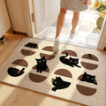 VIKAMA – Tapis de porte d'entrée carré en forme de chat noir, antidérapant et absorbant