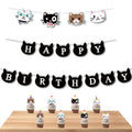 Décoration de fête d'anniversaire chat mignon - Bannière, assiettes et tasses en papier