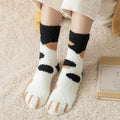 Chaussettes blanches kawaii avec motifs 3D chien et chat pour femmes - Chaudes et confortables