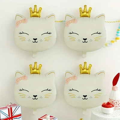 Ballons en aluminium motif tête de chat - Pack de 6