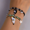 Bracelet en émail dessin animé chat et fleur - Bijoux d'amitié pour filles et femmes