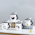 Tasse en céramique chat cartoon avec couvercle – Cadeau d'anniversaire unique