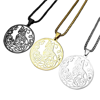 Collier personnalisé en acier inoxydable avec pendentif chat