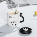 Tasse en céramique chat cartoon avec couvercle – Cadeau d'anniversaire unique