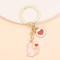 Porte-clés Chat Kawaii Émail Coeur - Accessoire Bijoux pour Femmes et Hommes