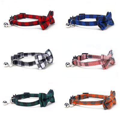 Collier pour chat avec nœud papillon et clochette