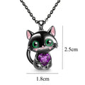 Collier Chat Noir avec Cœur et Yeux Verts