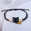 Bracelets en perles de chat noir à grands yeux