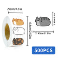 500 Autocollants en rouleau de chat Kawaii – Vinyle imperméable par CatNShop
