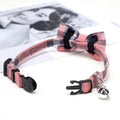Collier détachable pour chat avec nœud papillon et cloche - Plaid de Noël rouge élastique réglable