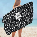 Serviette de plage en microfibre pour enfants chat noir et blanc