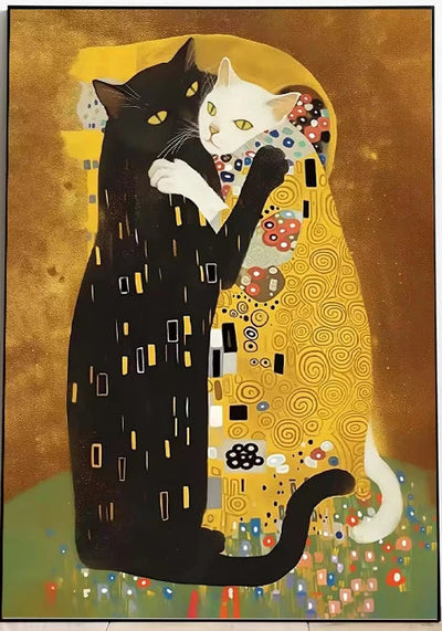 Affiche Vintage Chat Klimt - Décoration Murale Créative
