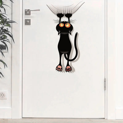 Autocollant Chat Noir Décoratif pour Mur et Fenêtre