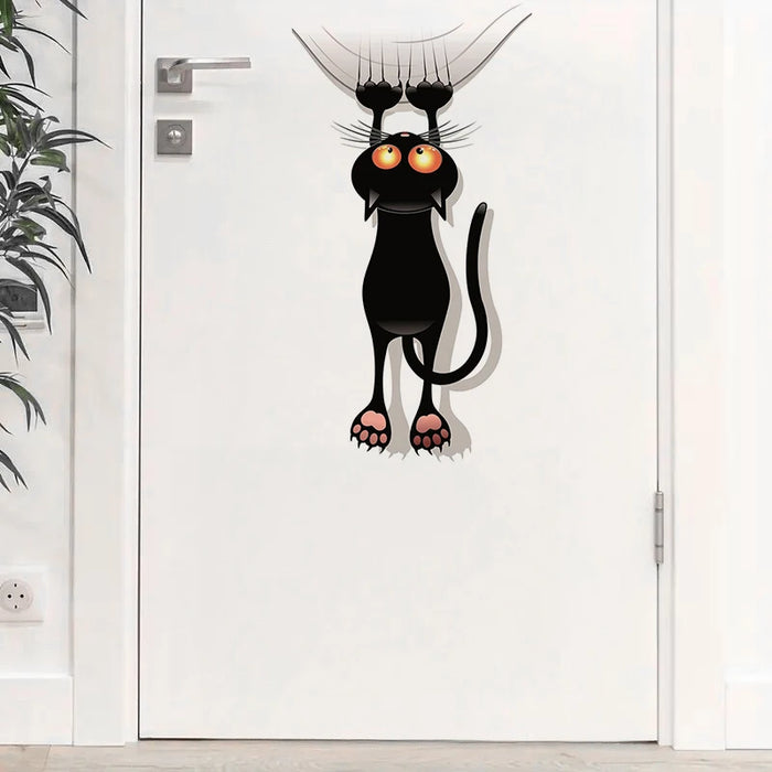 Autocollant Chat Noir Décoratif pour Mur et Fenêtre