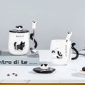 Tasse en céramique chat cartoon avec couvercle – Cadeau d'anniversaire unique