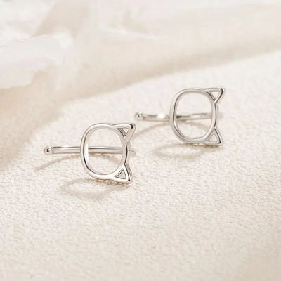 Boucles d'oreilles en forme de chat en argent