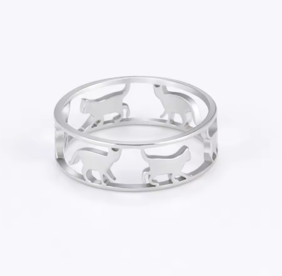 Bague en acier inoxydable en forme de chat