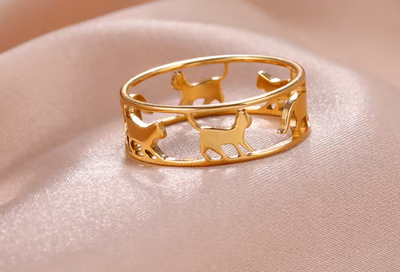Bague en acier inoxydable en forme de chat