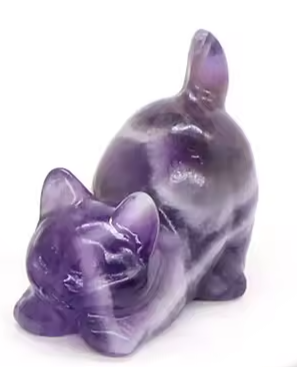Statue de chat paresseux  pierre précieuses