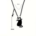 Collier Pendentif Petit Chat Noir en Acier Inoxydable